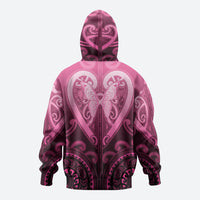 Aotearoa Breast Cancer Hoodie Maori Tribal Pattern