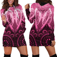 Aotearoa Breast Cancer Hoodie Dress Maori Tribal Pattern