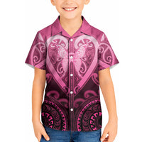Aotearoa Breast Cancer Kid Hawaiian Shirt Maori Tribal Pattern