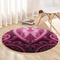 Aotearoa Breast Cancer Round Carpet Maori Tribal Pattern