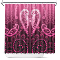 Aotearoa Breast Cancer Shower Curtain Maori Tribal Pattern