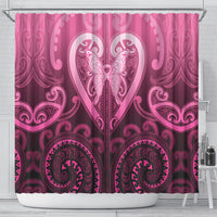 Aotearoa Breast Cancer Shower Curtain Maori Tribal Pattern
