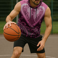 Aotearoa Breast Cancer Sleeveless Hoodie Maori Tribal Pattern