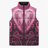 Aotearoa Breast Cancer Sleeveless Puffer Jacket Maori Tribal Pattern