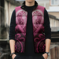 Aotearoa Breast Cancer Sleeveless Puffer Jacket Maori Tribal Pattern