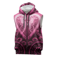 Aotearoa Breast Cancer Sleeveless Zip Hoodie Maori Tribal Pattern