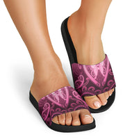 Aotearoa Breast Cancer Slide Sandals Maori Tribal Pattern