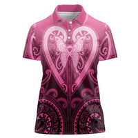 Aotearoa Breast Cancer Women Polo Shirt Maori Tribal Pattern