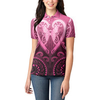 Aotearoa Breast Cancer Women Polo Shirt Maori Tribal Pattern