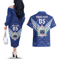 Toa Samoa Rugby Custom Couples Matching Off The Shoulder Long Sleeve Dress and Hawaiian Shirt Samoan Pride With Tribal Pattern - Polynesian Pride