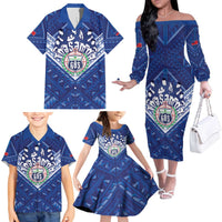 Toa Samoa Rugby Custom Family Matching Off The Shoulder Long Sleeve Dress and Hawaiian Shirt Samoan Pride With Tribal Pattern - Polynesian Pride