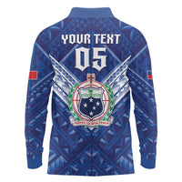 Toa Samoa Rugby Custom Long Sleeve Polo Shirt Samoan Pride With Tribal Pattern - Polynesian Pride