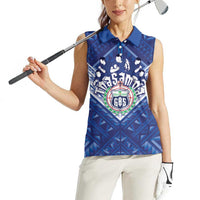 Toa Samoa Rugby Custom Women Sleeveless Polo Shirt Samoan Pride With Tribal Pattern - Polynesian Pride
