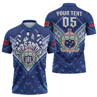 Toa Samoa Rugby Custom Zipper Polo Shirt Samoan Pride With Tribal Pattern LT05 - Polynesian Pride