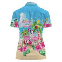 Hawaii Christmas Women Polo Shirt Deck The Palms Holiday Flamingos LT05 - Polynesian Pride