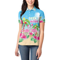 Hawaii Christmas Women Polo Shirt Deck The Palms Holiday Flamingos LT05 - Polynesian Pride