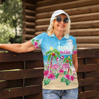 Hawaii Christmas Women Polo Shirt Deck The Palms Holiday Flamingos LT05 - Polynesian Pride
