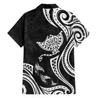 Hawaii Manta Ray Family Matching Off The Shoulder Long Sleeve Dress and Hawaiian Shirt Polynesian Art Tattoo
