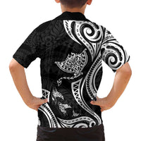 Hawaii Manta Ray Family Matching Summer Maxi Dress and Hawaiian Shirt Polynesian Art Tattoo LT05 - Polynesian Pride