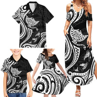 Hawaii Manta Ray Family Matching Summer Maxi Dress and Hawaiian Shirt Polynesian Art Tattoo LT05 - Polynesian Pride