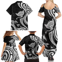 Hawaii Manta Ray Family Matching Summer Maxi Dress and Hawaiian Shirt Polynesian Art Tattoo LT05 - Polynesian Pride