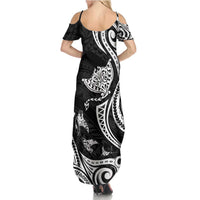 Hawaii Manta Ray Family Matching Summer Maxi Dress and Hawaiian Shirt Polynesian Art Tattoo LT05 - Polynesian Pride