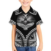 Hawaiian Hawk Family Matching Off Shoulder Short Dress and Hawaiian Shirt Polynesian Pattern Style