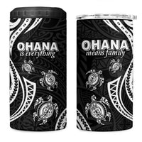Hawaii Ohana Means Family 4 in 1 Can Cooler Tumbler Sea Turtle Polynesian Style