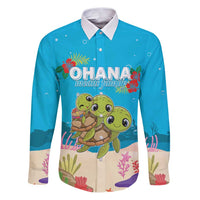 Ohana Hawaii Family Matching Puletasi and Hawaiian Shirt Kawaii Family Turtle