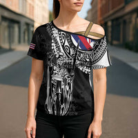 Hawaii King Flag Cross Shoulder Shirt Hawaiian Maile Lei LT05 - Polynesian Pride