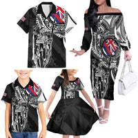 Hawaii King Flag Family Matching Off The Shoulder Long Sleeve Dress and Hawaiian Shirt Hawaiian Maile Lei - Polynesian Pride