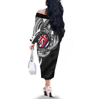 Hawaii King Flag Family Matching Off The Shoulder Long Sleeve Dress and Hawaiian Shirt Hawaiian Maile Lei - Polynesian Pride