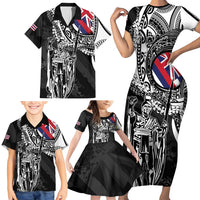 Hawaii King Flag Family Matching Short Sleeve Bodycon Dress and Hawaiian Shirt Hawaiian Maile Lei - Polynesian Pride