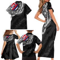 Hawaii King Flag Family Matching Short Sleeve Bodycon Dress and Hawaiian Shirt Hawaiian Maile Lei - Polynesian Pride