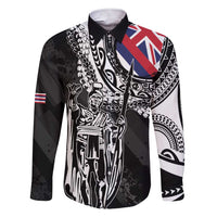 Hawaii King Flag Family Matching Short Sleeve Bodycon Dress and Hawaiian Shirt Hawaiian Maile Lei - Polynesian Pride