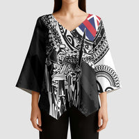 Hawaii King Flag Kimono Sleeve Blouse Hawaiian Maile Lei - Polynesian Pride