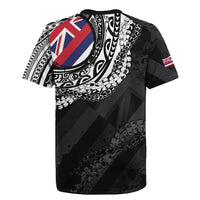 Hawaii King Flag Rugby Jersey Hawaiian Maile Lei - Polynesian Pride