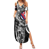 Hawaii King Flag Summer Maxi Dress Hawaiian Maile Lei - Polynesian Pride