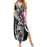 Hawaii King Flag Summer Maxi Dress Hawaiian Maile Lei - Polynesian Pride