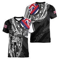 Hawaii King Flag Women V-Neck T-Shirt Hawaiian Maile Lei - Polynesian Pride