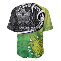 Custom New Zealand Cook Islands Baseball Jersey Maori Tiki With Circle Stars Turtle - Polynesian Pride