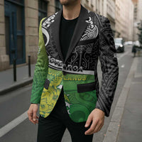 Custom New Zealand Cook Islands Blazer Maori Tiki With Circle Stars Turtle - Polynesian Pride