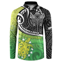 Custom New Zealand Cook Islands Button Sweatshirt Maori Tiki With Circle Stars Turtle - Polynesian Pride