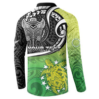 Custom New Zealand Cook Islands Button Sweatshirt Maori Tiki With Circle Stars Turtle - Polynesian Pride