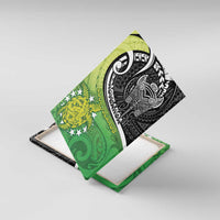 New Zealand Cook Islands Canvas Wall Art Maori Tiki With Circle Stars Turtle - Polynesian Pride
