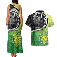 Custom New Zealand Cook Islands Couples Matching Tank Maxi Dress and Hawaiian Shirt Maori Tiki With Circle Stars Turtle - Polynesian Pride