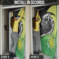 Custom New Zealand Cook Islands Door Cover Maori Tiki With Circle Stars Turtle - Polynesian Pride