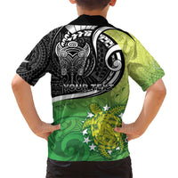 Custom New Zealand Cook Islands Family Matching Long Sleeve Bodycon Dress and Hawaiian Shirt Maori Tiki With Circle Stars Turtle - Polynesian Pride