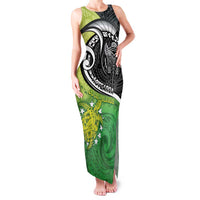 Custom New Zealand Cook Islands Family Matching Tank Maxi Dress and Hawaiian Shirt Maori Tiki With Circle Stars Turtle - Polynesian Pride
