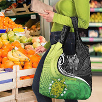 New Zealand Cook Islands Grocery Bag Maori Tiki With Circle Stars Turtle - Polynesian Pride